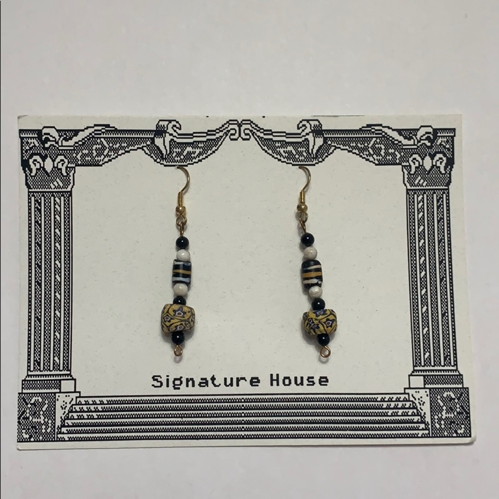 Antique African trade beads dangle earrings